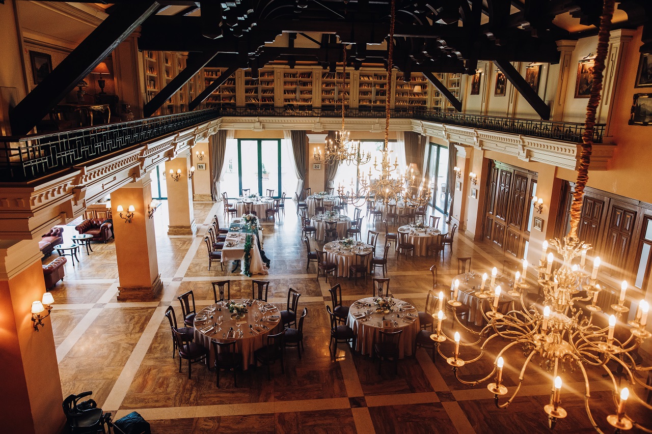 Top view of a wedding reception venue