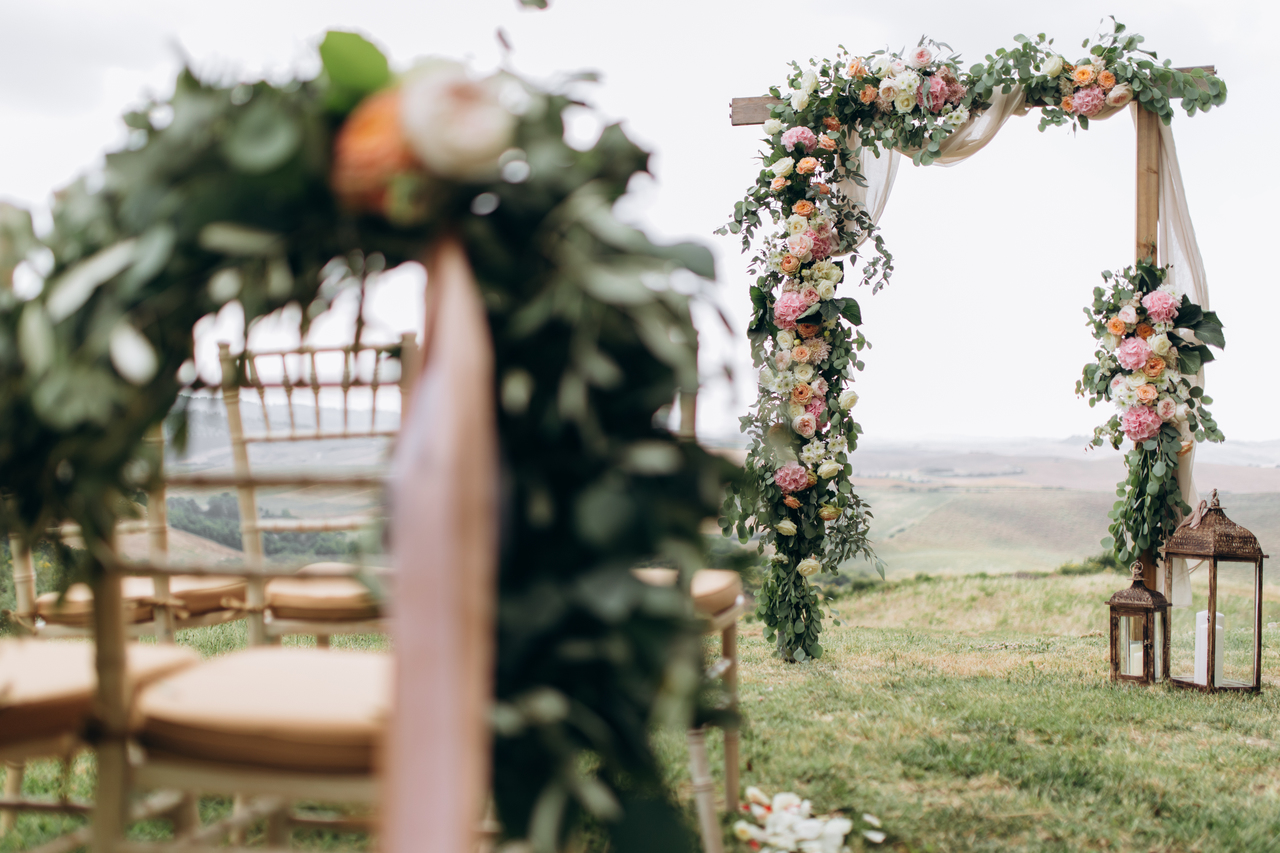 An outdoor garden wedding