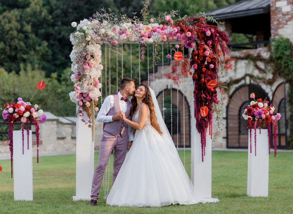 A newly married couple at their wedding