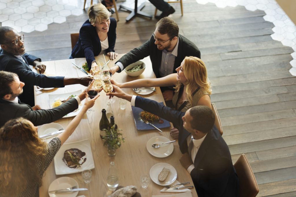 Coworkers having a private business gathering